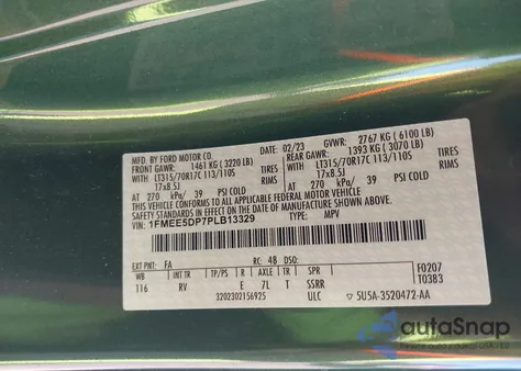 2023 Ford Bronco Outer Banks z USA, uszkodzony, nr VIN 1FMEE5DP7PLB13329